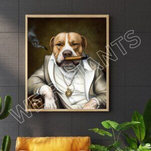 Smokin Pitbull Art Print 11x17